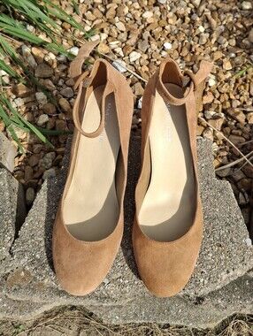 Marc Fisher Suede Ankle-Strap Block Heel